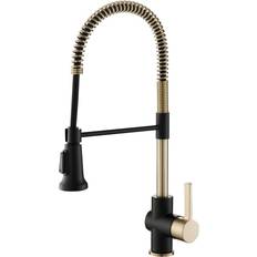 Stainless Steel Kitchen Faucets Kraus Britt (KPF-1690BGMB) Black, Brushed Gold