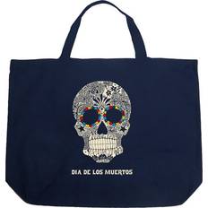 Unisex Fabric Tote Bags LA Pop Art Dia De Los Muertos Tote Bag - Navy