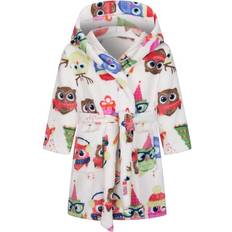 Penkiiy Kid's Cartoon Hooded Bathrobe - White