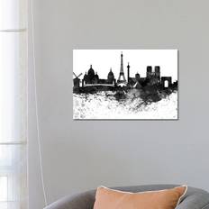 Latitude Run Paris Skyline Black & White Drops Framed Art