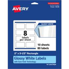 Office Supplies Avery Glossy White Rectangle Labels 80 Count