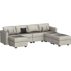 Furniture Belffin Modular Sectional U Shaped Grey Sofa 116.6"