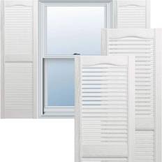 Windows Ekena Millwork 14-1/2 Lifetime Open Louvered Vinyl Standard Cathedral Top Center Window Shutter Height 41"