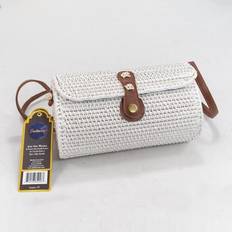 White Beach Bags ShelterCast Beach Bag for Women Crossbody Purse Rattan Handwoven