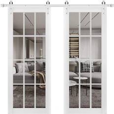 Pinewood Sliding Doors SartoDoors 3355 48 Lite Clear Glass Matte Barn with Hardware Kit Sliding Door (x)