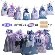 Advent Calendars XYLFLY E 24Days Christmas Advent Calendar Bags Gift DIY