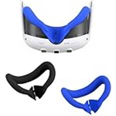 VR-tillbehör på rea Growalleter Growalleter Ansiktsskydd i silikon för Meta Quest 3 tillbehör, VR-ansiktskuddöverdrag passar för Mate Quest 3 ansiktsdyna till svettsäker ersättning svart blå
