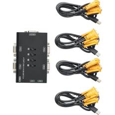 Tlily KVM Switch,USB VGA KVM Switch for 4PC Sharing One Video Monitor and 3 USB Devices,for PC, Keyboard, Mouse, Scanner