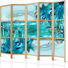 Blåa - Polyester Rumsavdelare Wonda Japansk Lilies Pale Blue II Rumsavdelare