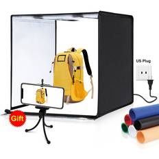 Puluz 60cm vouwen draagbare 60W 2 x 1690LM 5500K wit licht verlichting fotostudio fotograferen Tent Box Kit met 3 kleuren achtergronden (zwart oranje