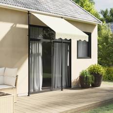 Beige - Manual Control Patio Awnings vidaXL Retractable Awning Cream 150x150 cm Fabric and Steel