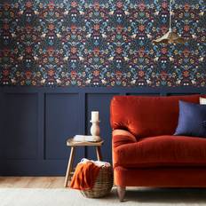 Dunelm Ruskin Navy Wallpaper Navy