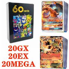 Maxpower 20GX 20EX 20MEGA 60pcs Pokemon Cards English Version 55GX MEGA Charizard Pikachu Vmax EX