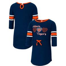 Tigers Dresses Colosseum Girls Toddler Heathered Navy Auburn Tigers Poppin Sleeve Stripe Dress