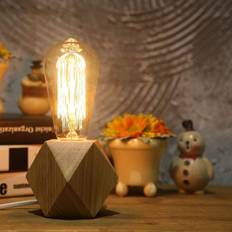 Wiheajuora Small Edison Bulb Wood Table Lamp 7.9cm