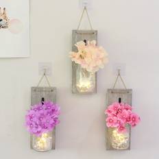 Purple Wall Lights XYTGOGO Purple Retro Mason Sconces Fairy Strip Flowers Wall light