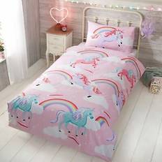 Fabrics Rapport Mein klein einhorn junior bettwäsche set wende bettwäsche regenbogen pink