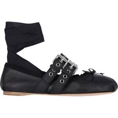 Miu Miu Skor Miu Miu Buckle-embellished Leather Ballerina Flats