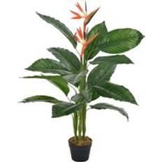 Orange Artificial Plants BERKFIELD HOME Strelitzia with Pot Red Artificial Plant