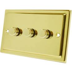 AET Victorian Polished Brass 3 Gang Dimmer 400W 10 Amp Triple 3-Gang 2 Way 400W Light Dimmer Switch