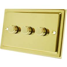 Victorian Polished Brass 3 Gang Dimmer 400W 10 Amp Triple 3-Gang 2 Way 400W Light Dimmer Switch