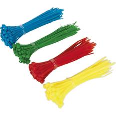 Cable Management Loops 200 PACK Cable Ties 100 x 2.5mm Blue Red Green & Yellow Zip Tie Assortment