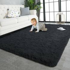 Shaggy Rugs UK Fluffy Anti Slip Soft Luxury Black 120x170cm