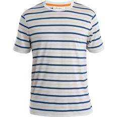 Merino Wool T-shirts Icebreaker Men's Wave SS Stripe Tee, Medium, Ecruheather/Rlnavy/Pralin