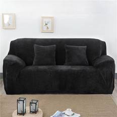 Velvet Loose Sofa Covers Cushion Mania Black, 1 Plush Velvet Loose Sofa Cover