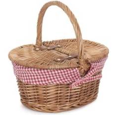 Red Baskets RED HAMPER Wicker Childs Light Steamed Finish Cotton Lined Oval Picnic Basket