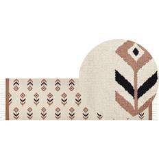 Kelimtæpper Beliani Cotton Kilim Runner Beige, Black