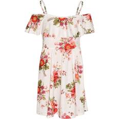 Girls - Red Dresses A2Z Kids 7-8 Years Girls Skater Dress Kids Red Floral Summer Party Off Shoulder Dresses 7-13 Years 7-8yrs
