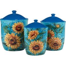 With Handles Kitchen Containers Certified International Golden Sunflowers Set of 3 Kitchen Container 3