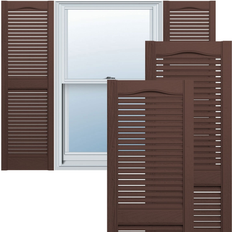 Red Window Shutters Lifetime Vinyl Standard Cathedral Top Center Mullion Open Louver Shutters Window Shutter