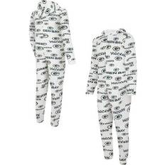 Men - White Pyjamas Concepts Sport Men's White Green Bay Packers Allover Print Docket Union Full-Zip Hooded Pajama Suit