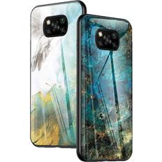 Bakeey Bakeey for POCO X3 NFC Case Marble Pattern Colorful Tempered Glass Shockproof Scratch Resistant Protective Case Non original