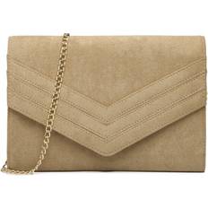 Miss Lulu Light Brown Chevron Envelope Clutch Bag Black