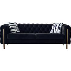 Chesterfield Sofas - Gray Simplie Fun Modern Tufted Black Sofa 84.2" 3 Seater