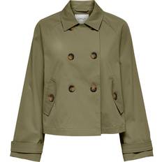 Only Grøn Frakker Only Short Trenchcoat - Brown/Aloe