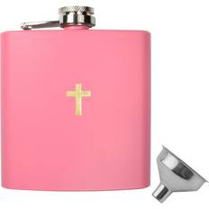 Rose Gold Bar Equipment Knight 6oz Cross With Filling Funnel Hip Flask