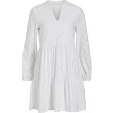 Vila Long Sleeve Knee Length Dress - Optical Snow