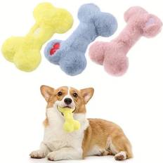 Winwin 3 Pcs Dog Toy Bone Shape Plush Dog Sound Puppy