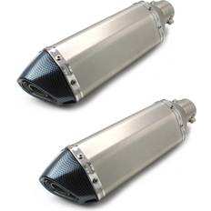 Exhaust Systems Zaddox 2x Motorrad Auspuff Schalldämpfer Force Edelstahl-Carbon Look Spar-Set