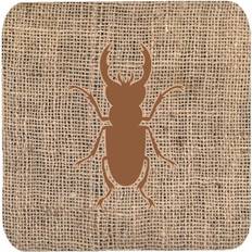 Brown Coasters CoolCookware Beetle Burlap Foam Set 4 Coaster 4pcs