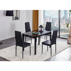 Ebern Designs Black Dining Sets Ebern Designs 5-Piece Black Dining Set 5