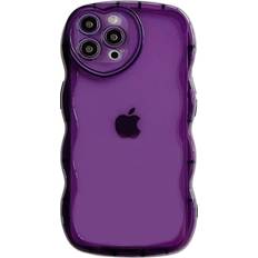 iPhone 13 Pro Max Case 6.7" Cute Clear Case with Heart Camera Frame, Wave Edge Clear Full Protection Soft TPU Shockproof Case, Female, Purple