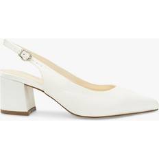Paradox London Bessy Wide Fit Dyeable Satin Slingback Court Shoes, Ivory