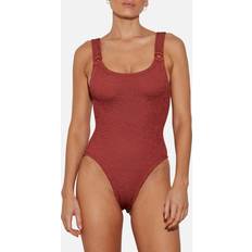 Hunza G Domino Seersucker Swimsuit Pink