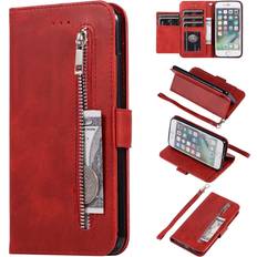 Apple iPhone 6 Plus/6S Plus Wallet Cases Tianci Wallet Case for iPhone 6 Plus iPhone 6S Plus, 5 Card Slots Closure Zipper Handbag PU Leather Flip Case with TPU Kickstand Cover Red