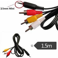 HOD Health & Home 3 Rca Adapter High Quality To Av Cable Wire Cord Black